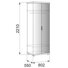 Шкаф двухдверный для одежды Ирис 10 дуб тортона с зеркалом