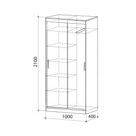 Шкаф-купе Лада 1 40 см с зеркалом вишня