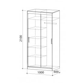Шкаф-купе Лада 1 60 см с зеркалом мадейра