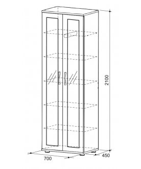 Шкаф прямой 450 Сити 8.2 с зеркалом вишня оксфорд