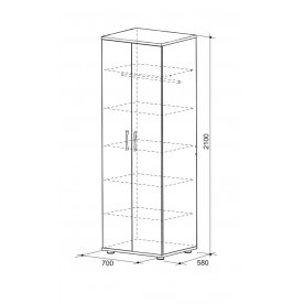 Шкаф прямой 580 Сити 8.1 без зеркала вишня оксфорд