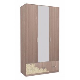 Шкаф трехстворчатый с ящиками Оливия ясень шимо / крем с патиной