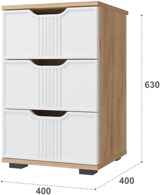 Прикроватная тумба Эмилия ЭЛ-26 дуб крафт золотой / меренга