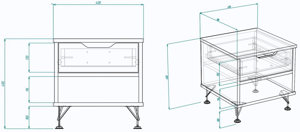 Прикроватная тумба МегаKraft 3 белый / камень белый