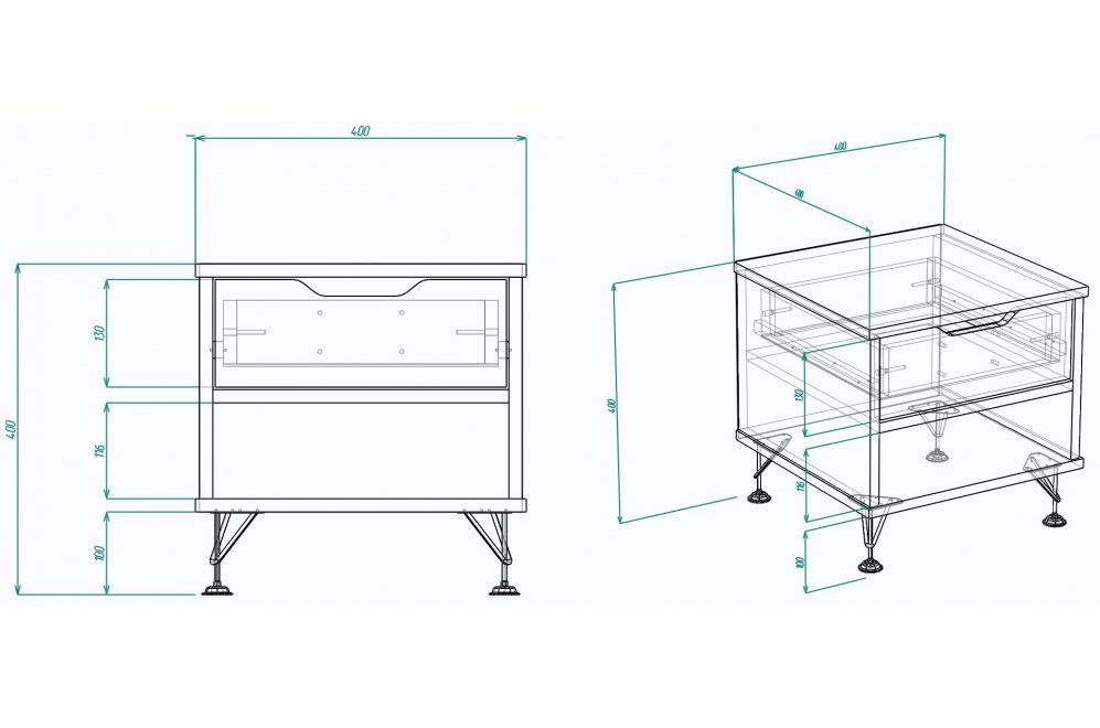Прикроватная тумба МегаKraft 3 белый / камень белый