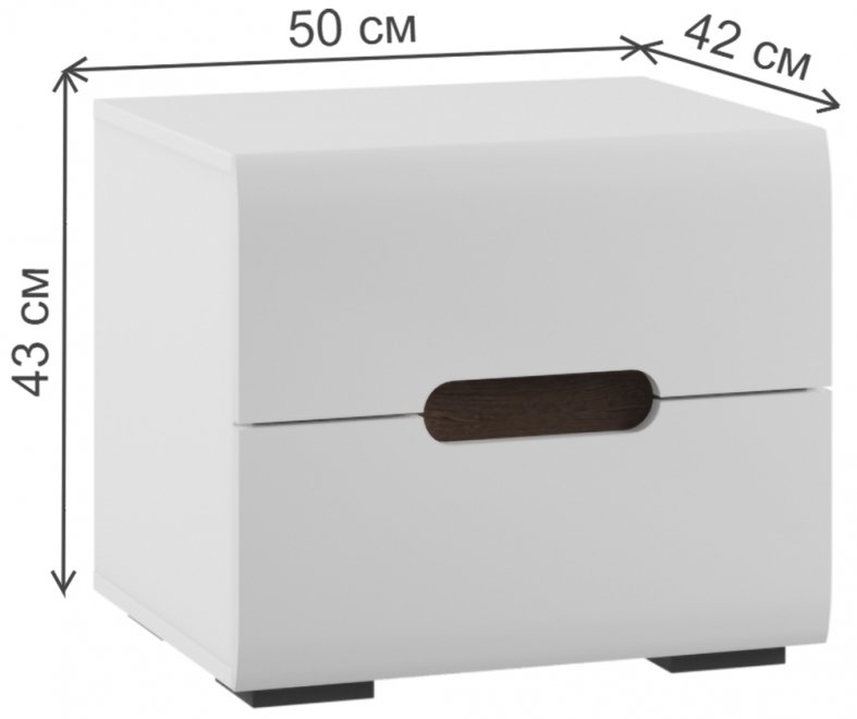 Прикроватная тумба Амбра белый глянец / белый