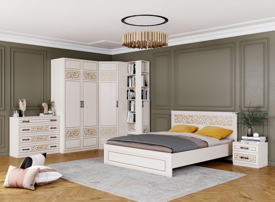 Спальный гарнитур Оливия ваниль / ясень жемчужный комплектация 1