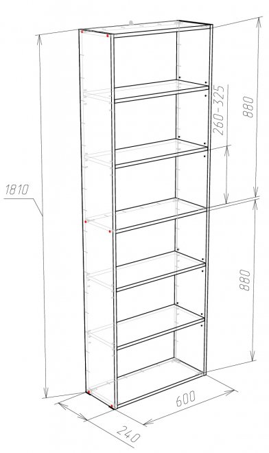 Стеллаж торцевой Хай-тек венге