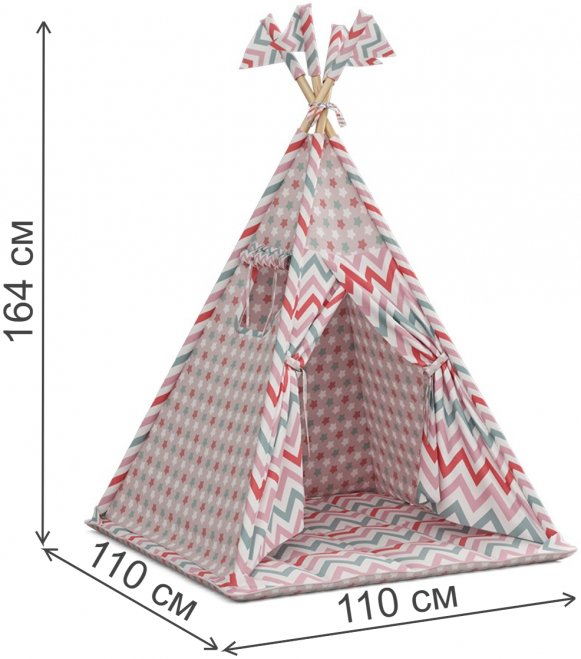 Детский домик Вигвам зигзаг коралловый / пряники на коралловом