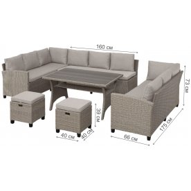 Обеденный комплект из ротанга AFM-370B