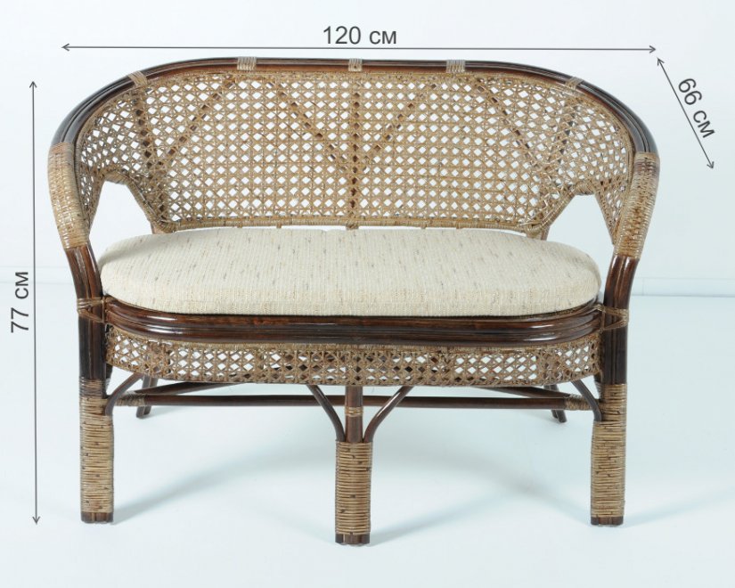 Диван из ротанга 02/15C темный коньяк