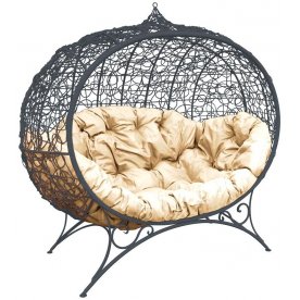 Диван из ротанга Улей серый / бежевый