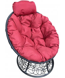 Кресло из ротанга Папасан мини черный / красный