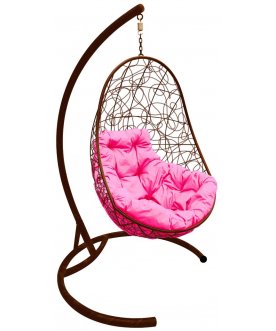 Подвесное кресло Овал коричневый / розовый