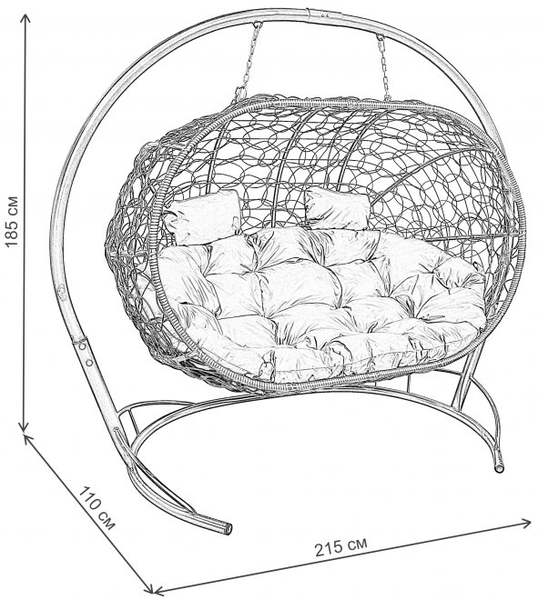 Подвесной диван Лежебока белый / коричневая подушка