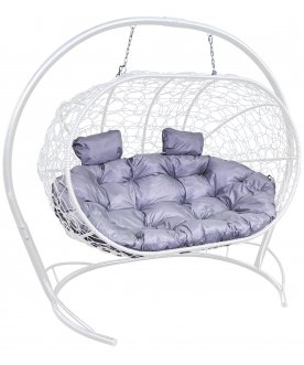 Подвесной диван Лежебока белый / серый