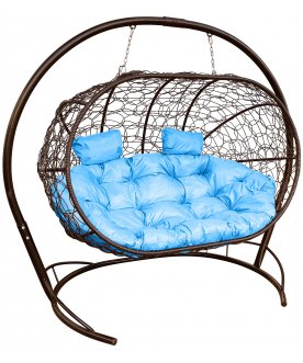 Подвесной диван Лежебока коричневый / голубой