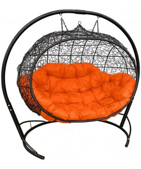 Подвесной диван Улей черный / оранжевый