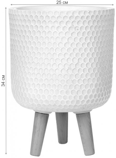 Кашпо Ханни Круглое HON-CLNDR-AW-25 D25 H34 cm белое