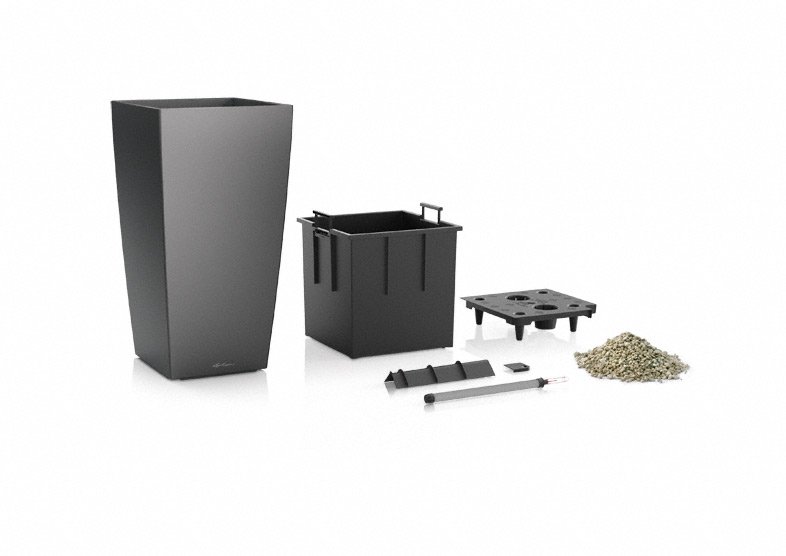 Кашпо Lechuza 18214 CUBICO 30 серо-коричневый блестящий