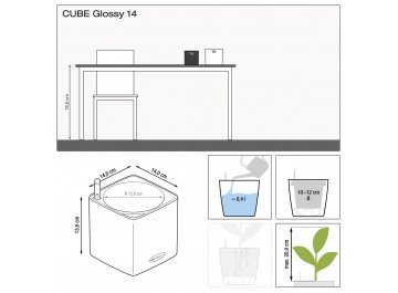 Кашпо Кьюб Глосси 14