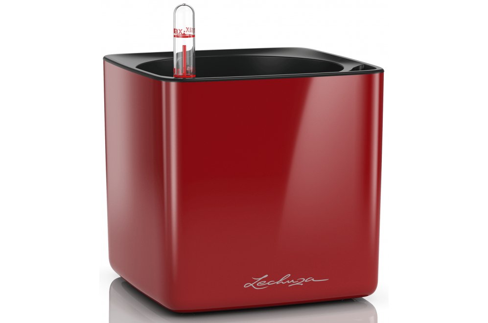 Кашпо Кьюб Глосси 14 ярко-красное