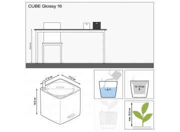 Кашпо Кьюб Глосси 16