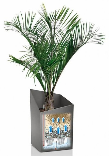 Кашпо Lechuza 16608 Курсиво 30 серебряное с системой полива