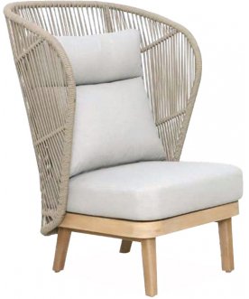 Лаунж-кресло плетеное с высокой спинкой Mali натуральный
