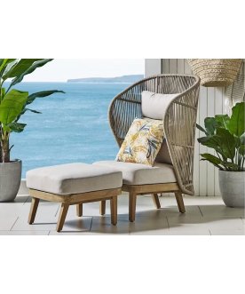 Лаунж-кресло плетеное с высокой спинкой Mali натуральный