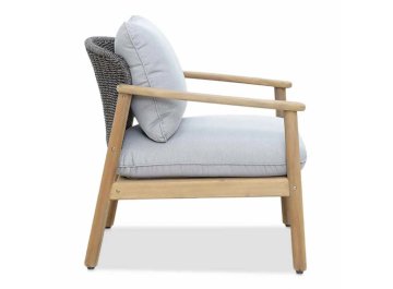 Лаунж-кресло деревянное с подушками Freeport песочный / угольный / серый