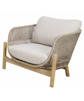 Кресло деревянное плетеное с подушками Talara бежевый / лен