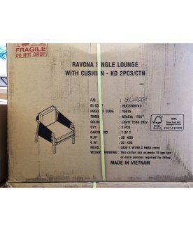 Кресло деревянное с подушками Ravona KD натуральный / бежевый