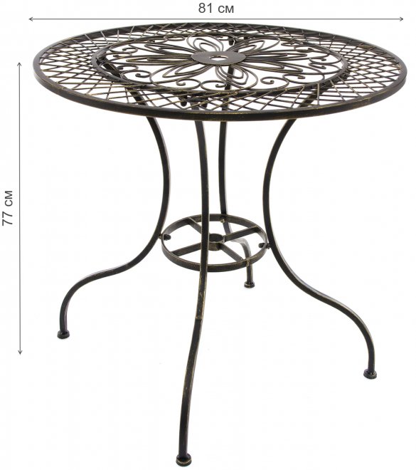 Стол круглый Платон на четырех изогнутых ножках бронза