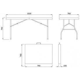 Пластиковый стол 152х76х74