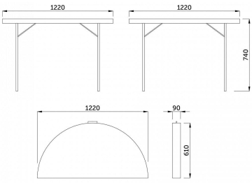 Пластиковый стол d122х74