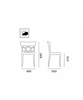 Стул пластиковый Opera-S антрацит / прозрачный