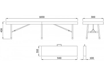 Скамейка 183х30х43