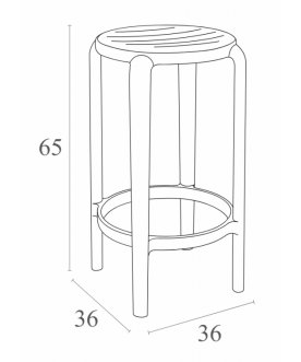 Табурет пластиковый полубарный Tom Bar 65 марсала