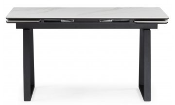 Керамический стол Джек 140(200)х80 белый мрамор alpin white / черный