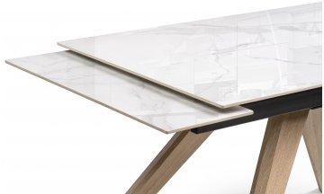 Керамический стол Морсби 140(200)х80х80 statuario cara / дуб монтана