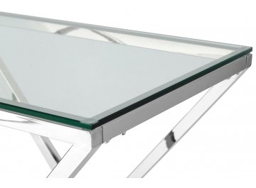 Консольный столик Президиум прозрачное стекло / сталь серебро