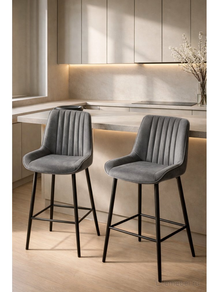 Комплект стульев полубарных Онда 2 шт темно-серый / черный