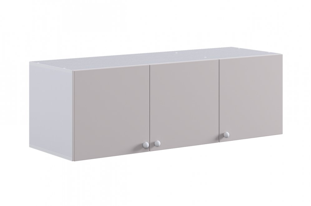 Шкаф навесной трехдверный Милана белое дерево / сакура