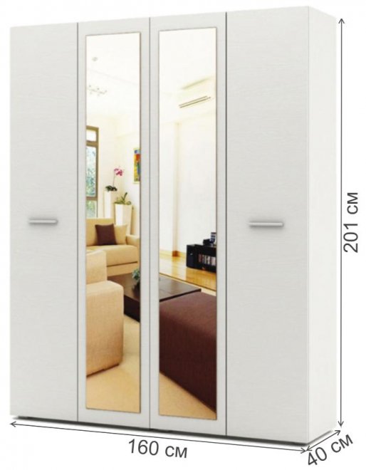 Шкаф платяной Марс-9 белое дерево
