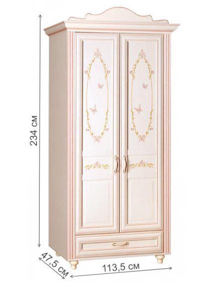 Шкаф Алиса №553 2-дверный кремовый белый