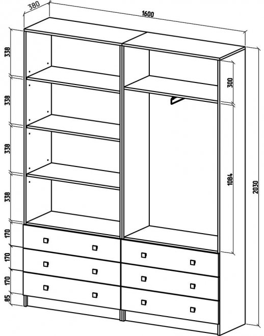 Шкаф Бостон-23 бельевой дуб молочный