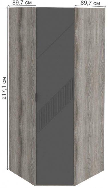 Шкаф Дишна угловой графит софт / дуб гамильтон