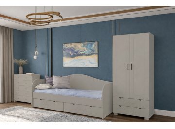 Шкаф распашной для одежды с зеркалом ДримСтар ДС-60К глиняный серый / риолит