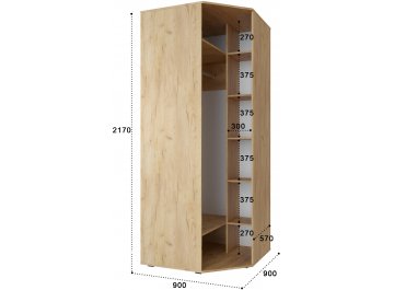 Распашной шкаф Эмилия ЭЛ-17К дуб крафт золотой / меренга